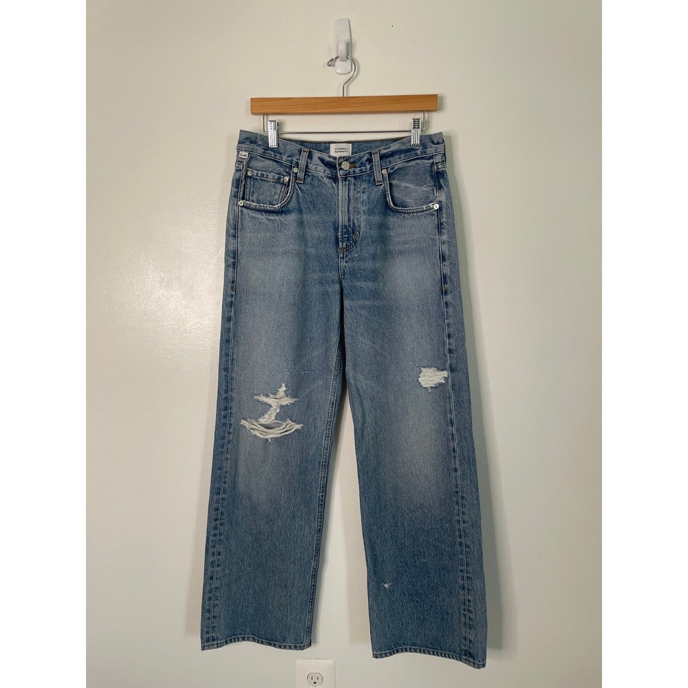 NEW Citizens of Humanity Lindz Lowrise Straight Jeans 27 Medium Wash Distressed - Picture 2 of 11